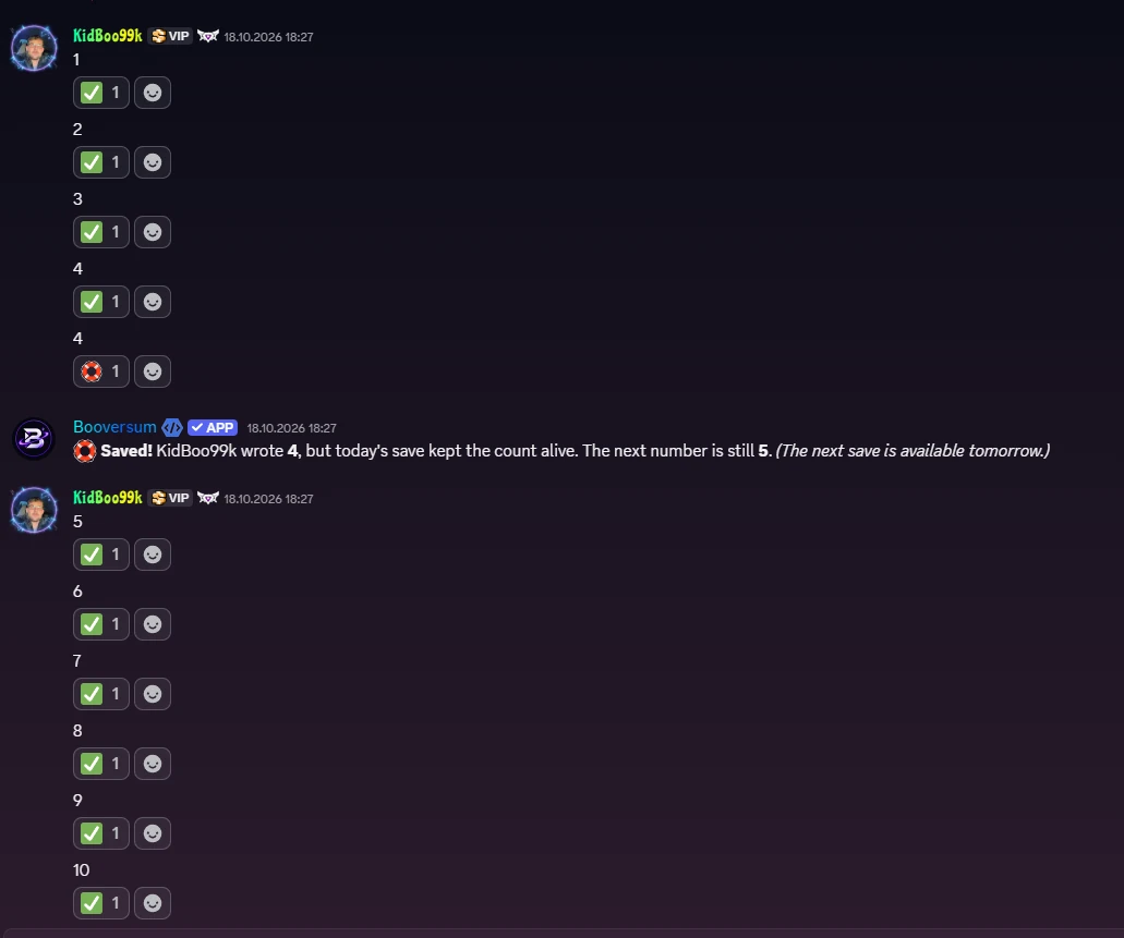 A count saved by the daily save