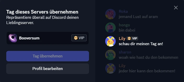 Adopting a server tag in Discord