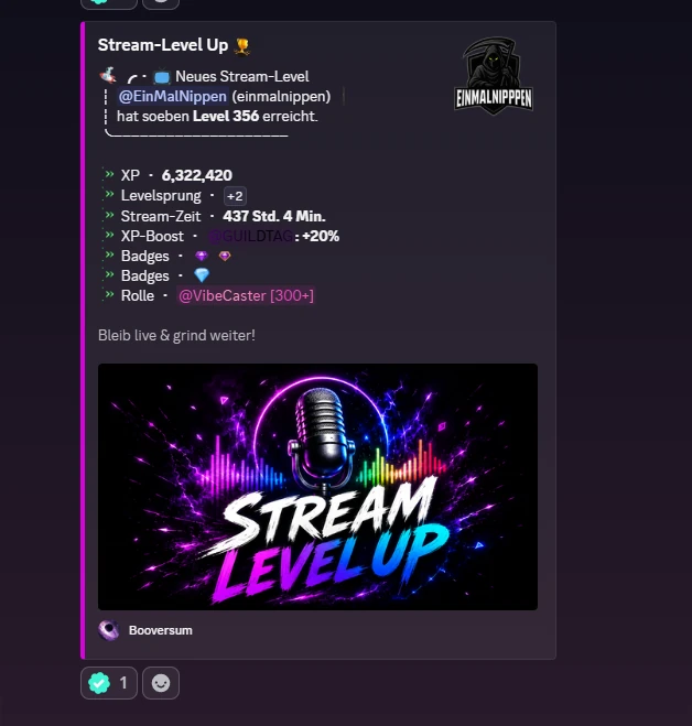 Stream level-up embed